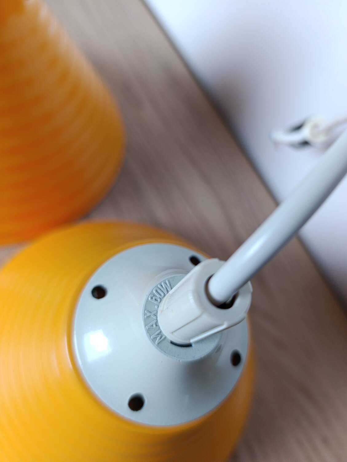 Pair of vintage egg yellow pendant lights