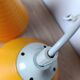 Pair of vintage egg yellow pendant lights