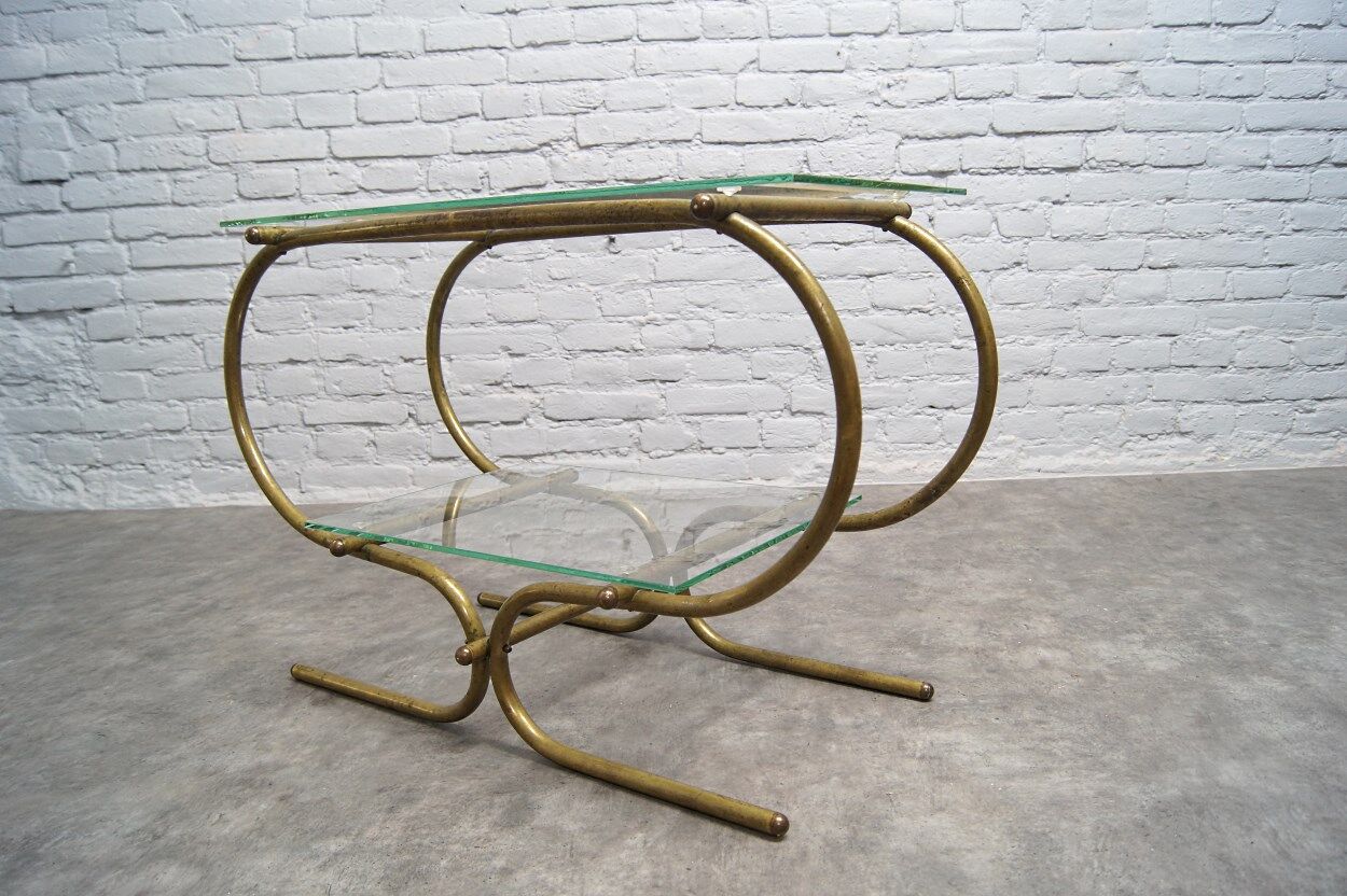 Bauhaus Tubular Brass Side Table, 1930s