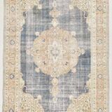 7x10 Turkish Classic Pattern Blue Beige Vintage Rug, 210x324Cm