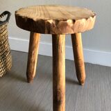 Tabouret tripode bois brut