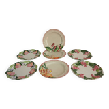2 assiettes vintage barbotine raisin signées Francesco Guarino