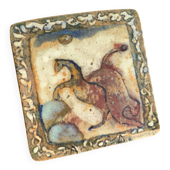 Glazed stoneware plaque Voldemar Volkoff 25x25