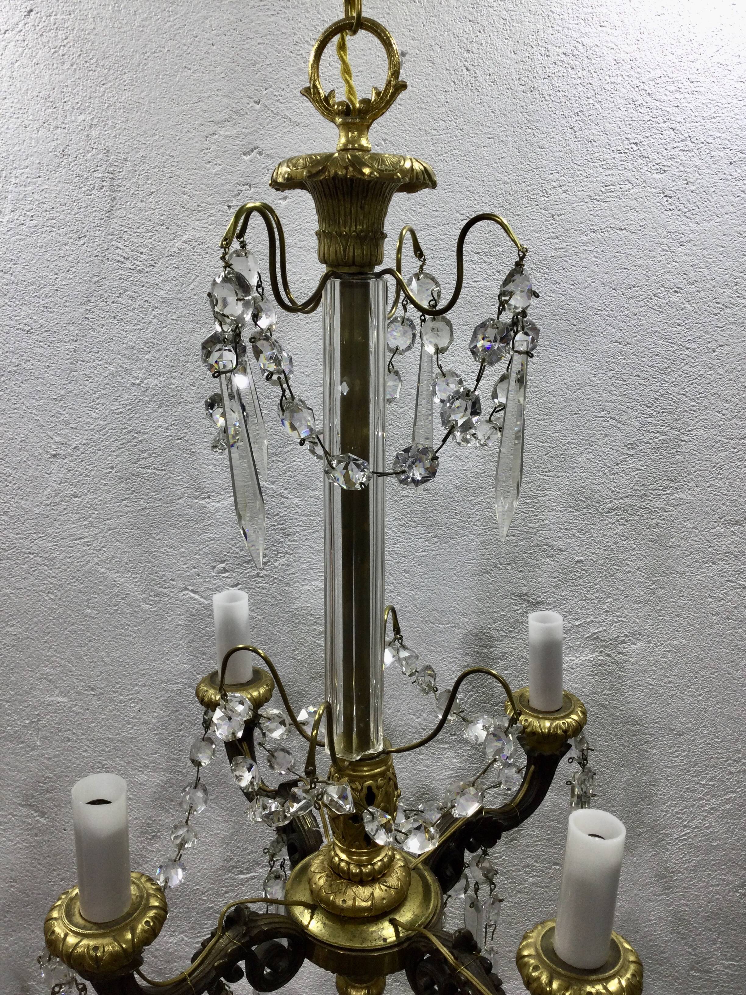 4-light bronze Napoleon III chandelier
