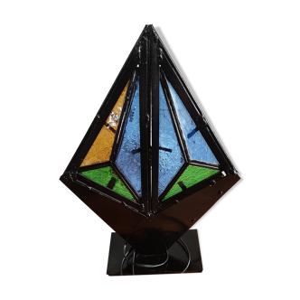 OLD HANDMADE STAINED GLASS LAMP ART DECO