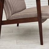 1970s, Danish highback armchair, furniture wool, teak wood, original.