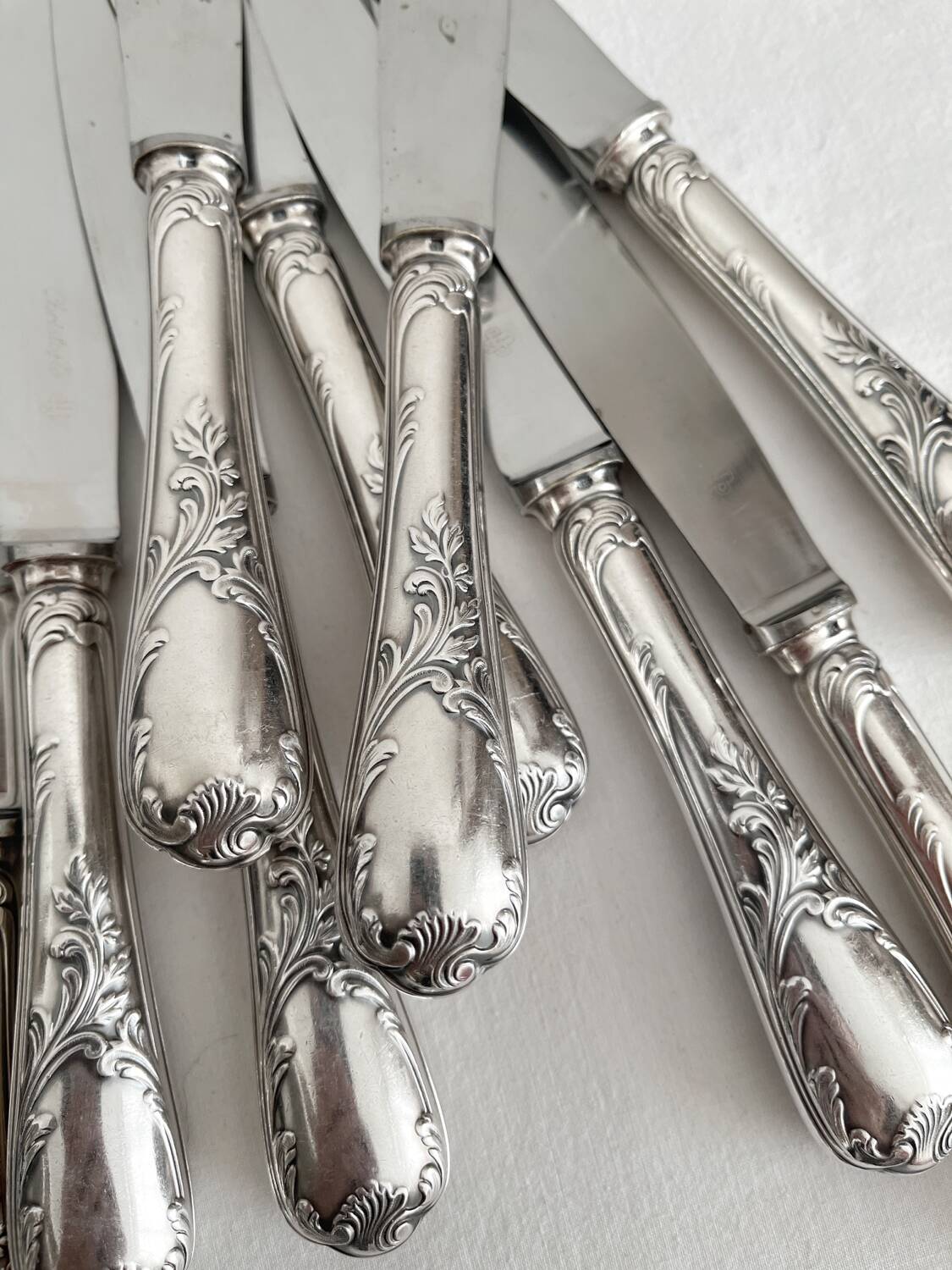 10 Christofle silver-plated “Marly” model table knives