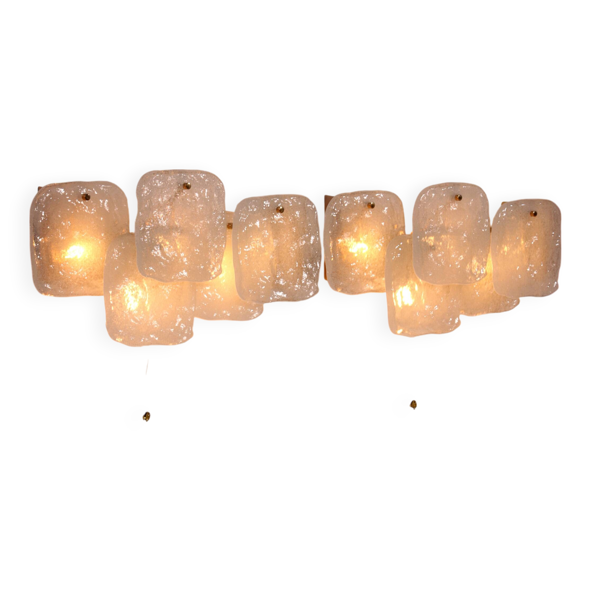 J.T. Kalmar Midcentury Ice Glass Wall Sconces Austria 1960