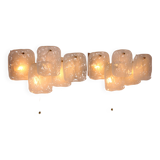 J.T. Kalmar Midcentury Ice Glass Wall Sconces Austria 1960