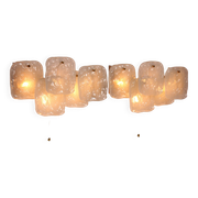 J.T. Kalmar Midcentury Ice Glass Wall Sconces Austria 1960
