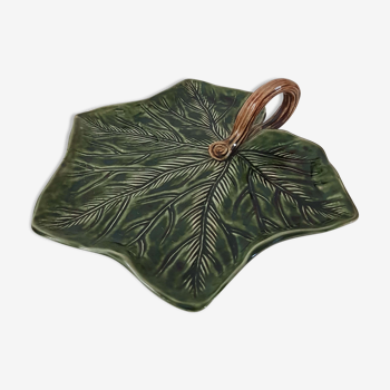 Ceramic cheese platter shape vintage leaf