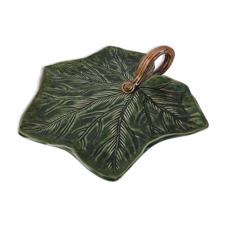 Ceramic cheese platter shape vintage leaf