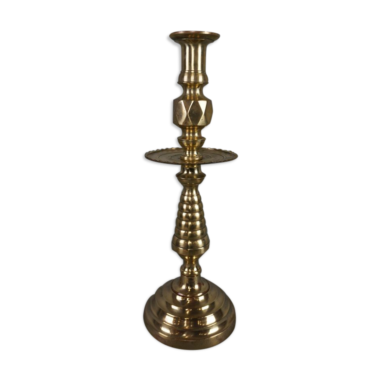 Old yellow copper neck candle holder