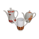 Lot de 3 cafetières théières vintage motif orange en porcelaine