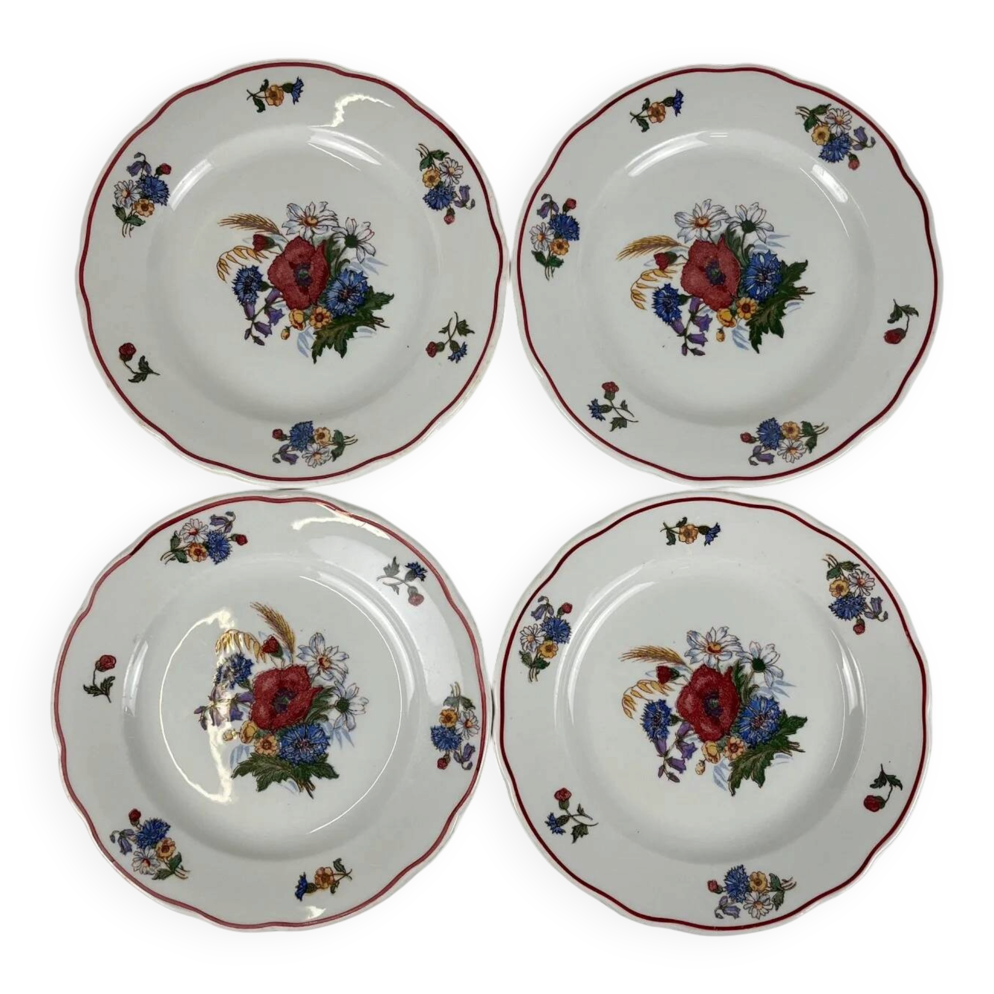Set de 4 assiettes à dessert "Agreste", Sarreguemines, fin XXe, Pyroblan