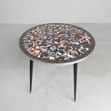 Round tiled table with mosaic, dining table, kitchen table, 1950s