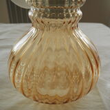 Striated pear-shaped pendant light, in smoked glass