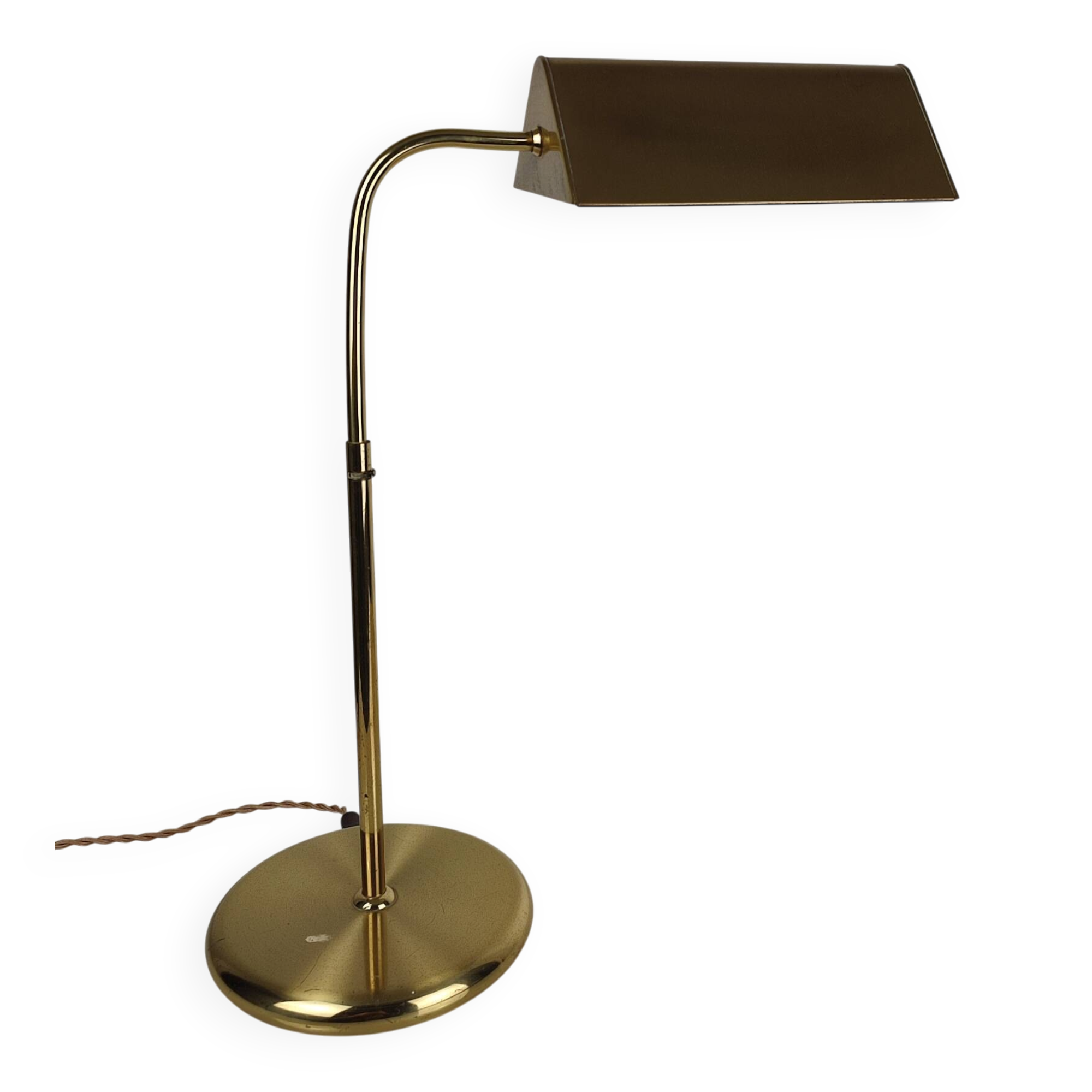 Lampe de Bureau Ajustable en Laiton Doré – Design Allemand, Années 70