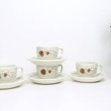Set of 4 cups and saucers, Sarreguemines, Chardon model, vintage French