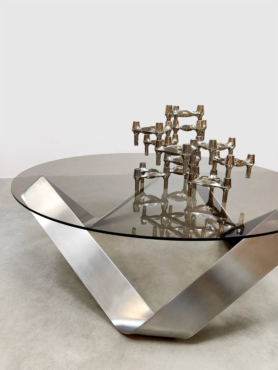 Table basse vintage en verre Knut Hesterberg Ronald Schmitt 1970