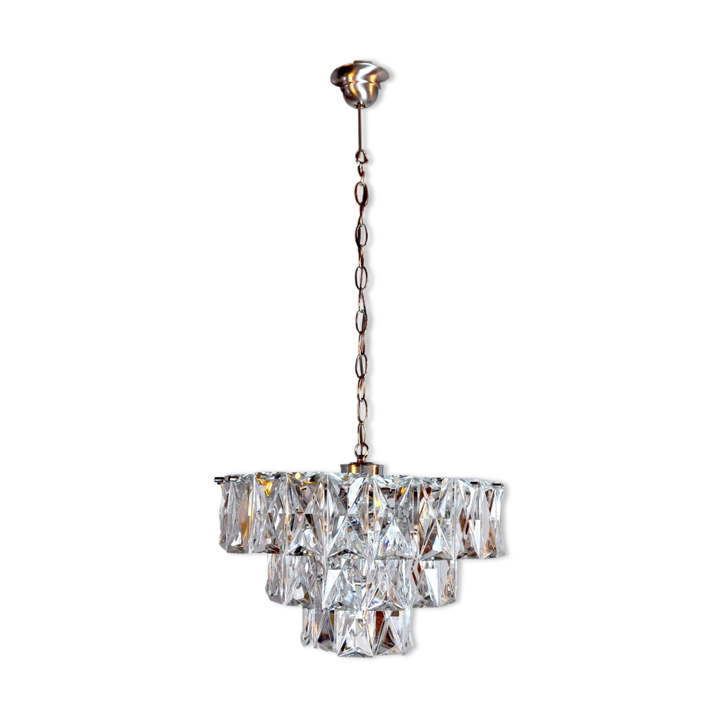 Kinkeldey chandelier 3 levels crystals Germany 1970