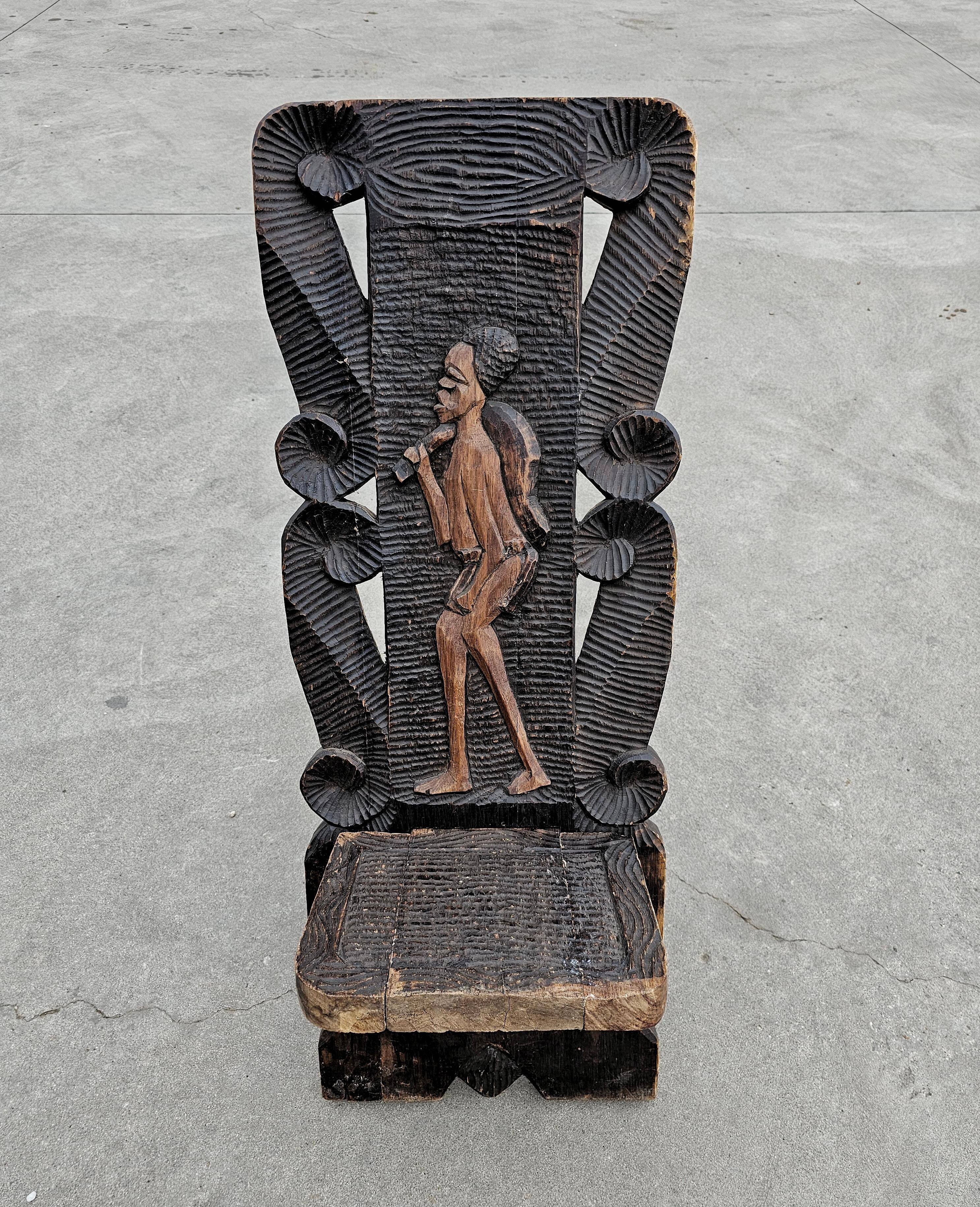 Antique carved wood Stargazer chair from the 1890s.