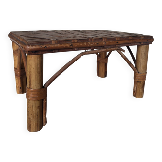 Vintage stool with rattan seat