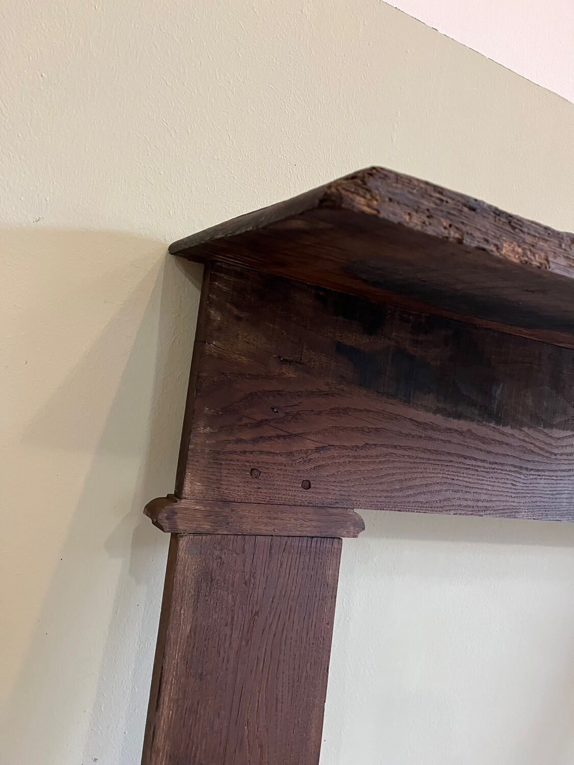 Antique wooden fireplace mantel