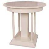 Beige, copper and gold Art Deco round side table, painted wood, 1930s.