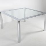 Square chrome-plated steel table by Sergio Mazza for Cinova, Italy, 1970s