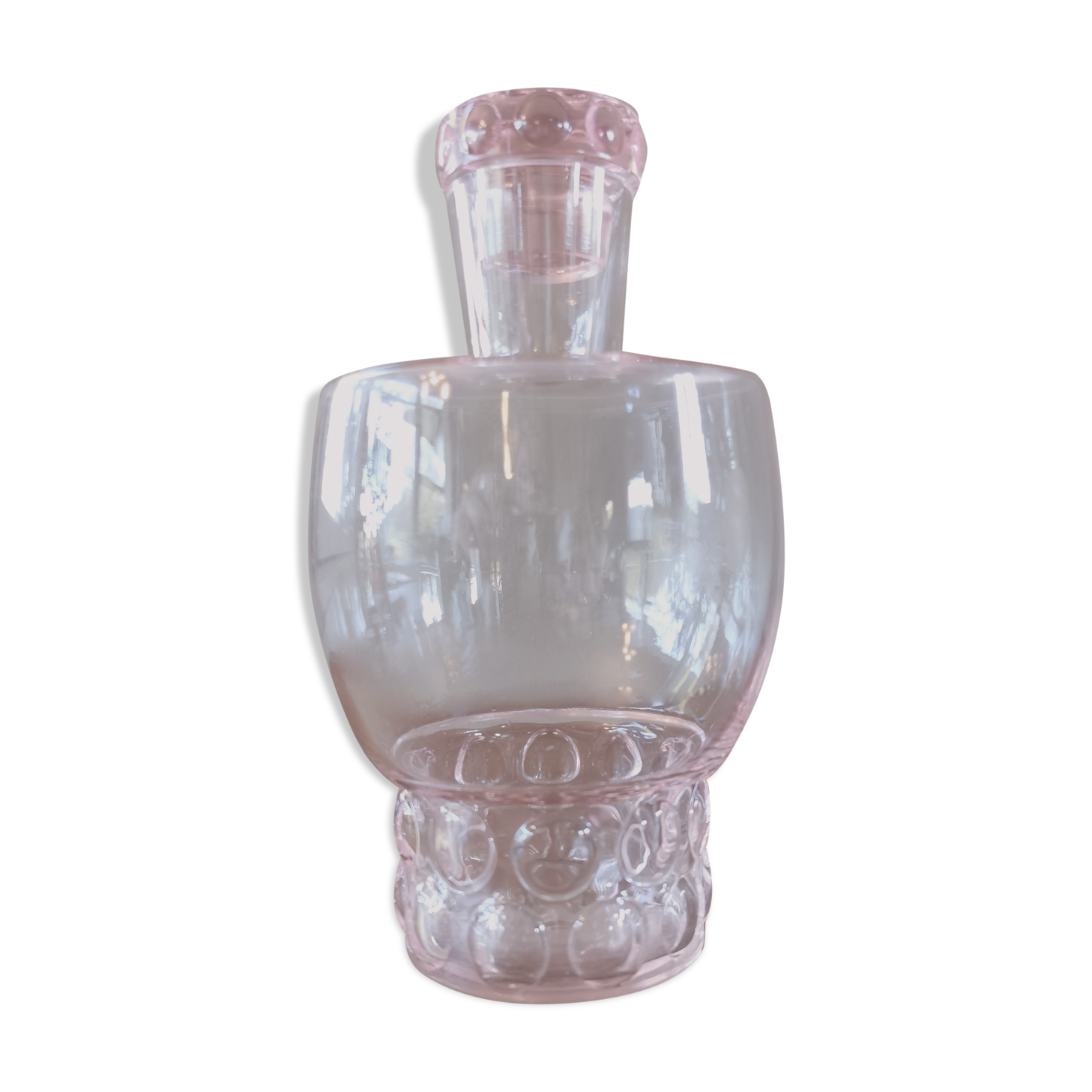 Art deco carafe in pink glass