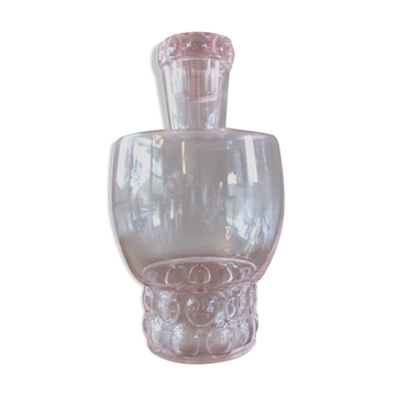 Carafe art déco en verre rose