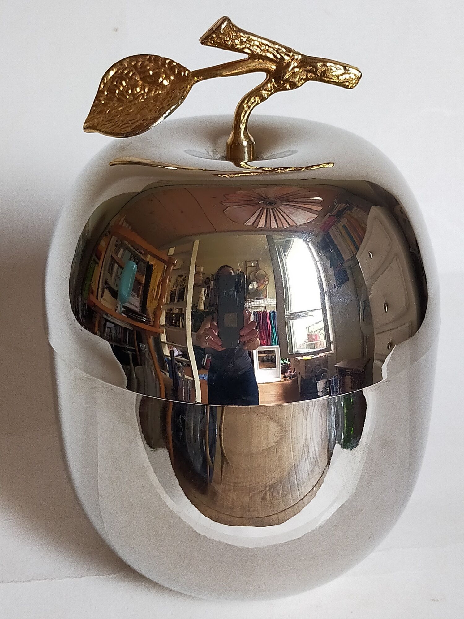 Apple ice bucket in silver metal signed Daniel CREGUT vintage
