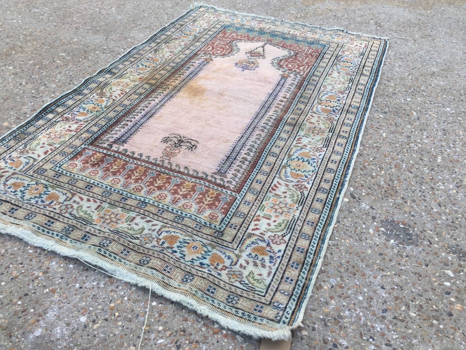 Antique Turkish Silk Rug 128x79cm Tribal Boho vintage old
