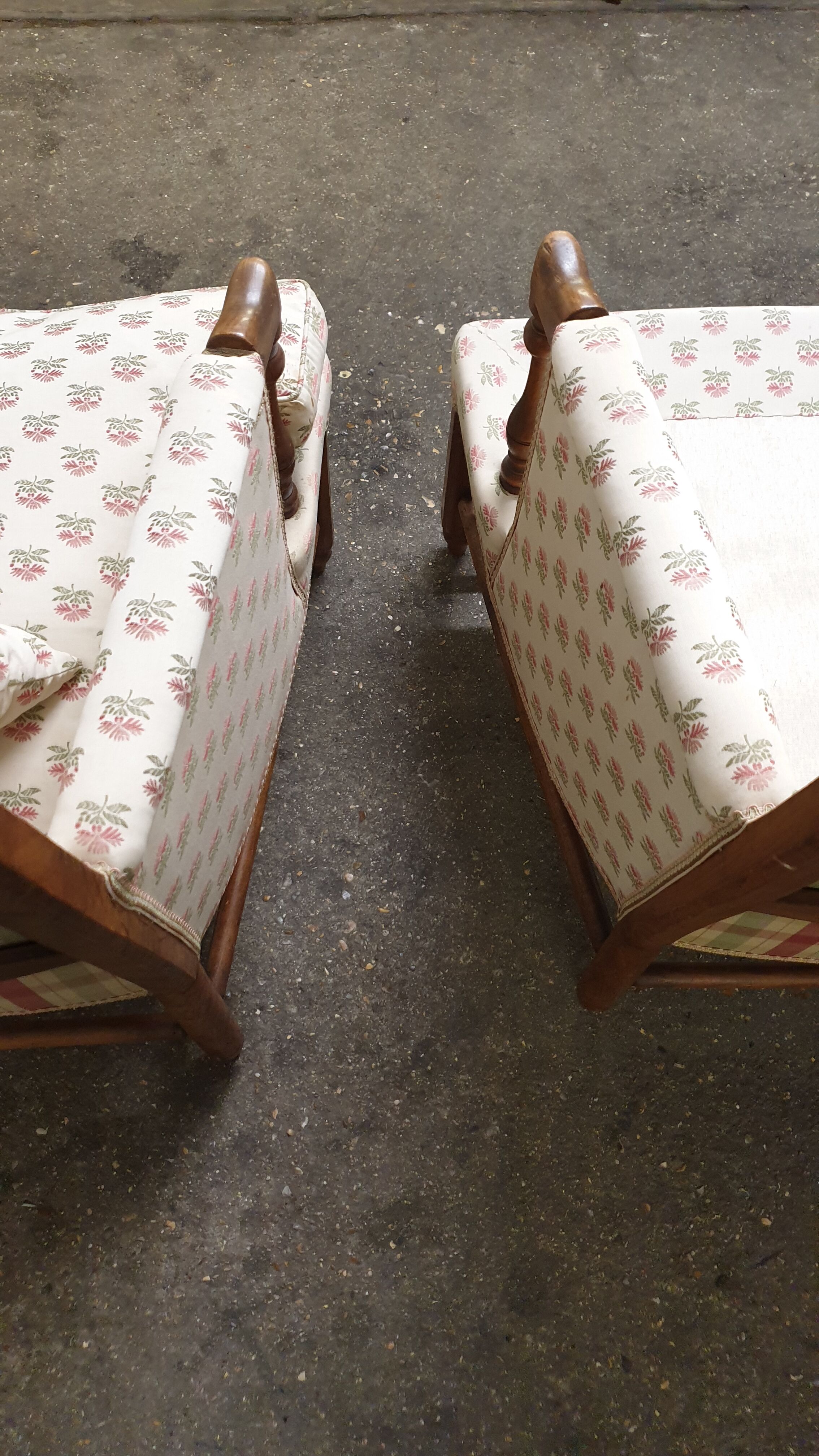 Pair of seventies shepherd armchairs