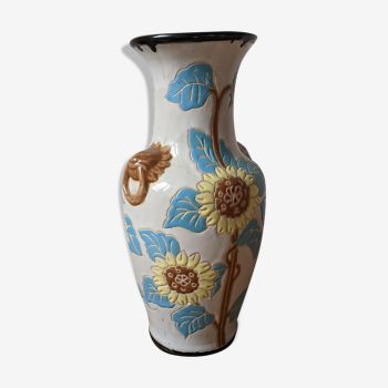 Vase motif fleuri tournesols