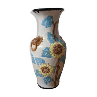 Vase motif fleuri tournesols