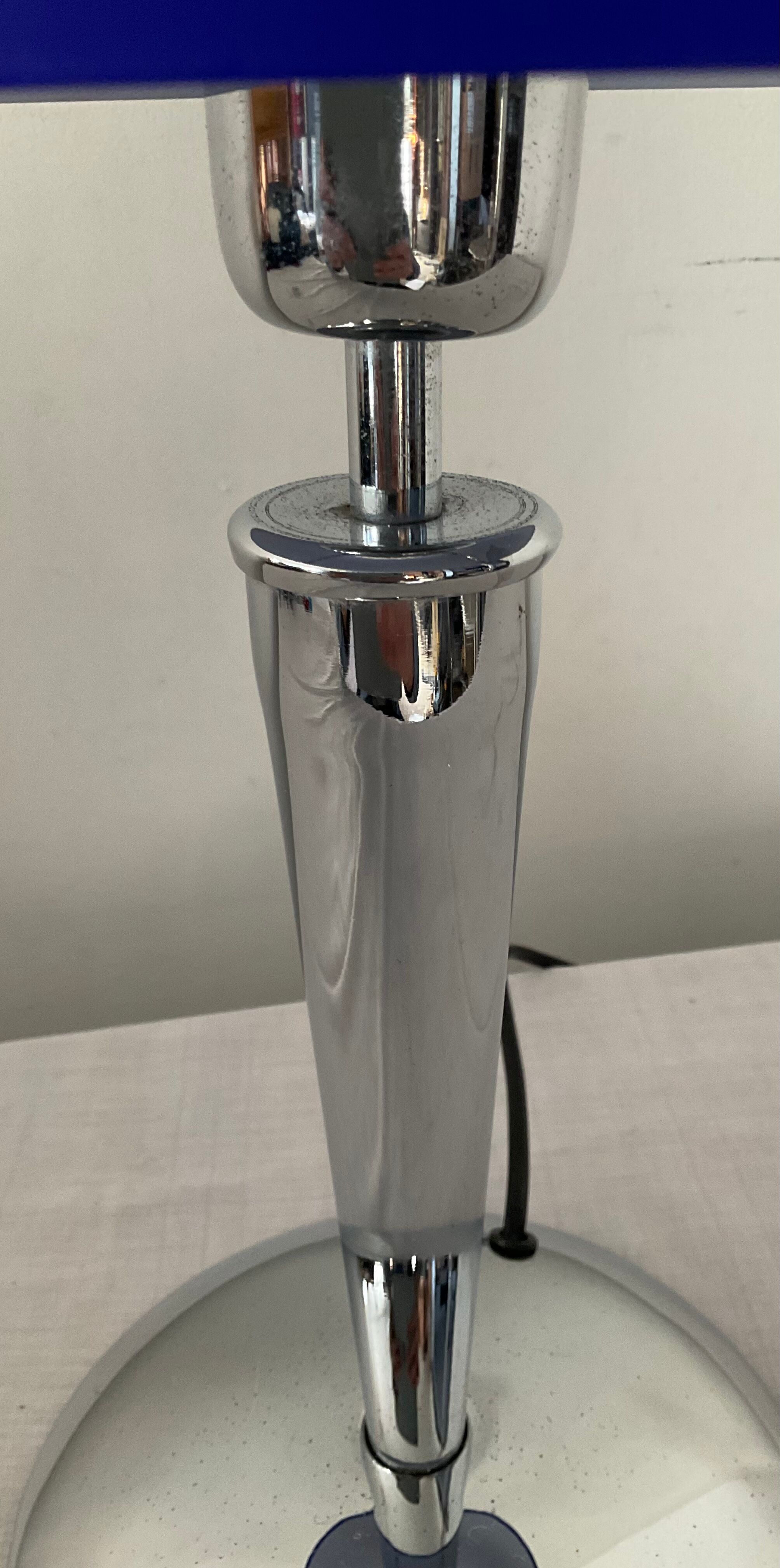 Design lamp in chromed metal and glass paste