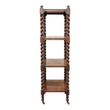 Etagère Antique en Noyer Tordu à Roulettes, 1890s
