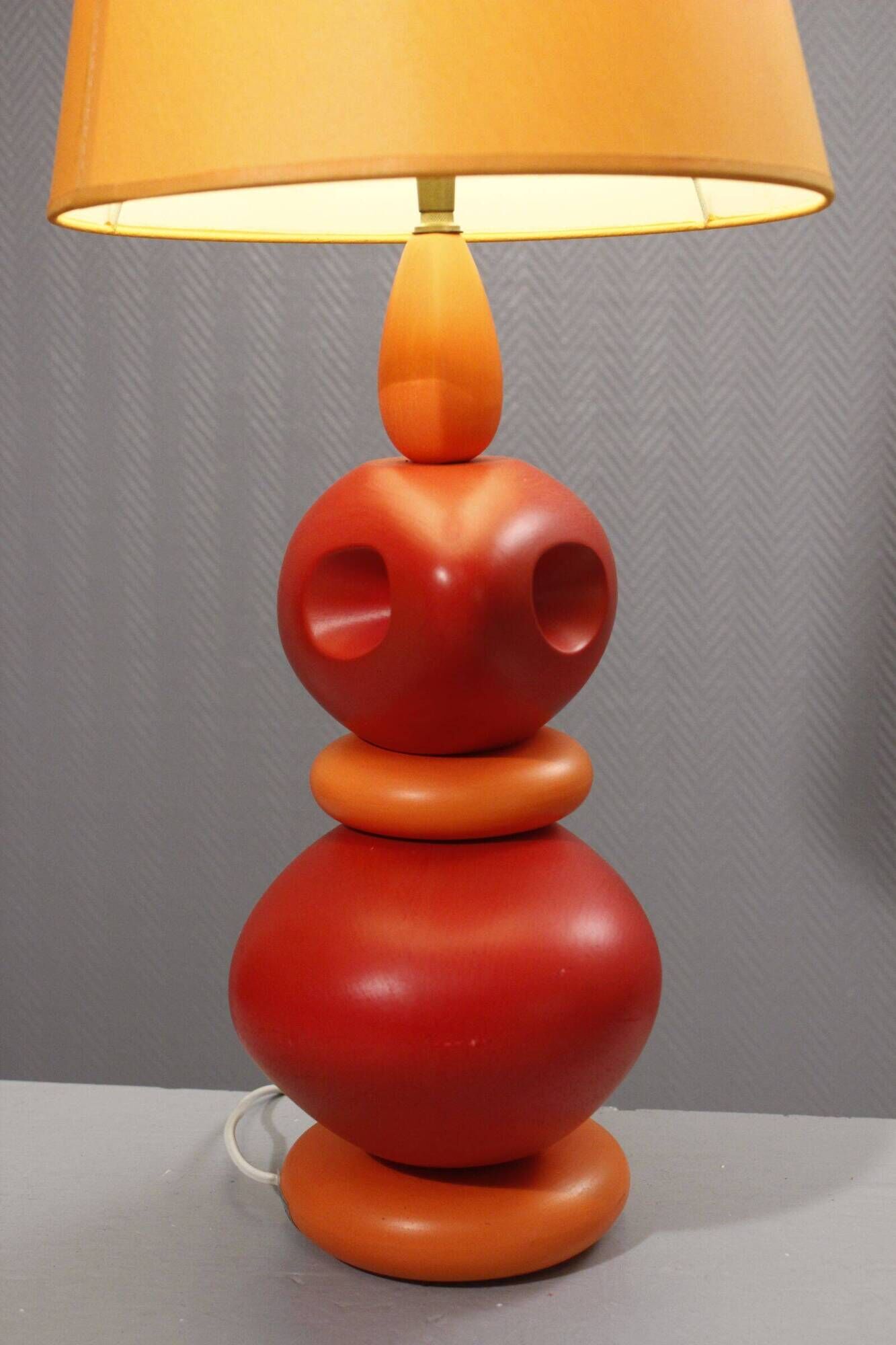 Louis Drimmer large ceramic pebble lamp orange 1980s