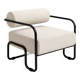 Modernist lounge chair in beige corduroy.