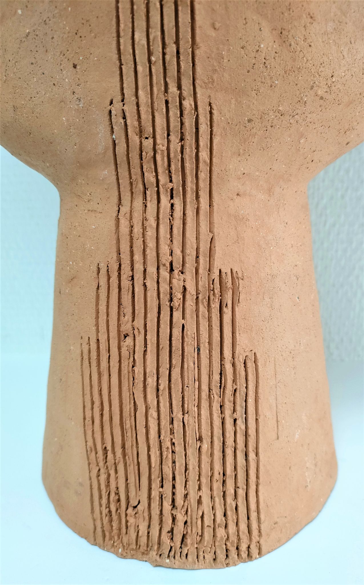 Anthropomorphic lamp foot depicting two faces terracotta design 80s