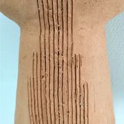 Anthropomorphic lamp foot depicting two faces terracotta design 80s