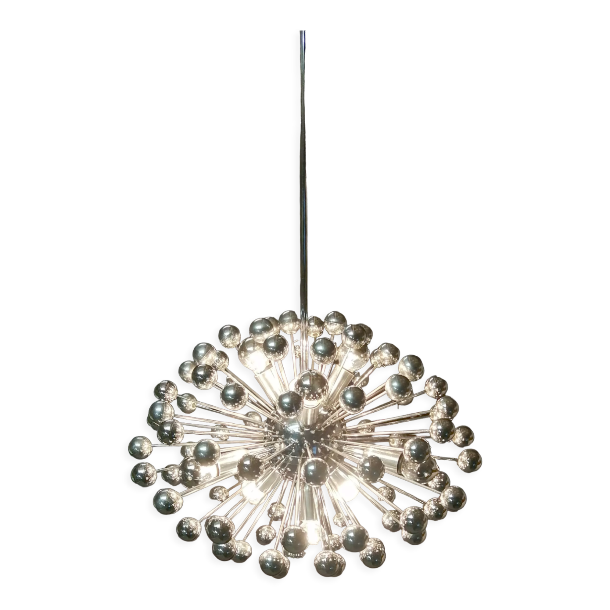 Lustre vintage spoutnik en chrome de Goffredo Reggiani, Italie 1970