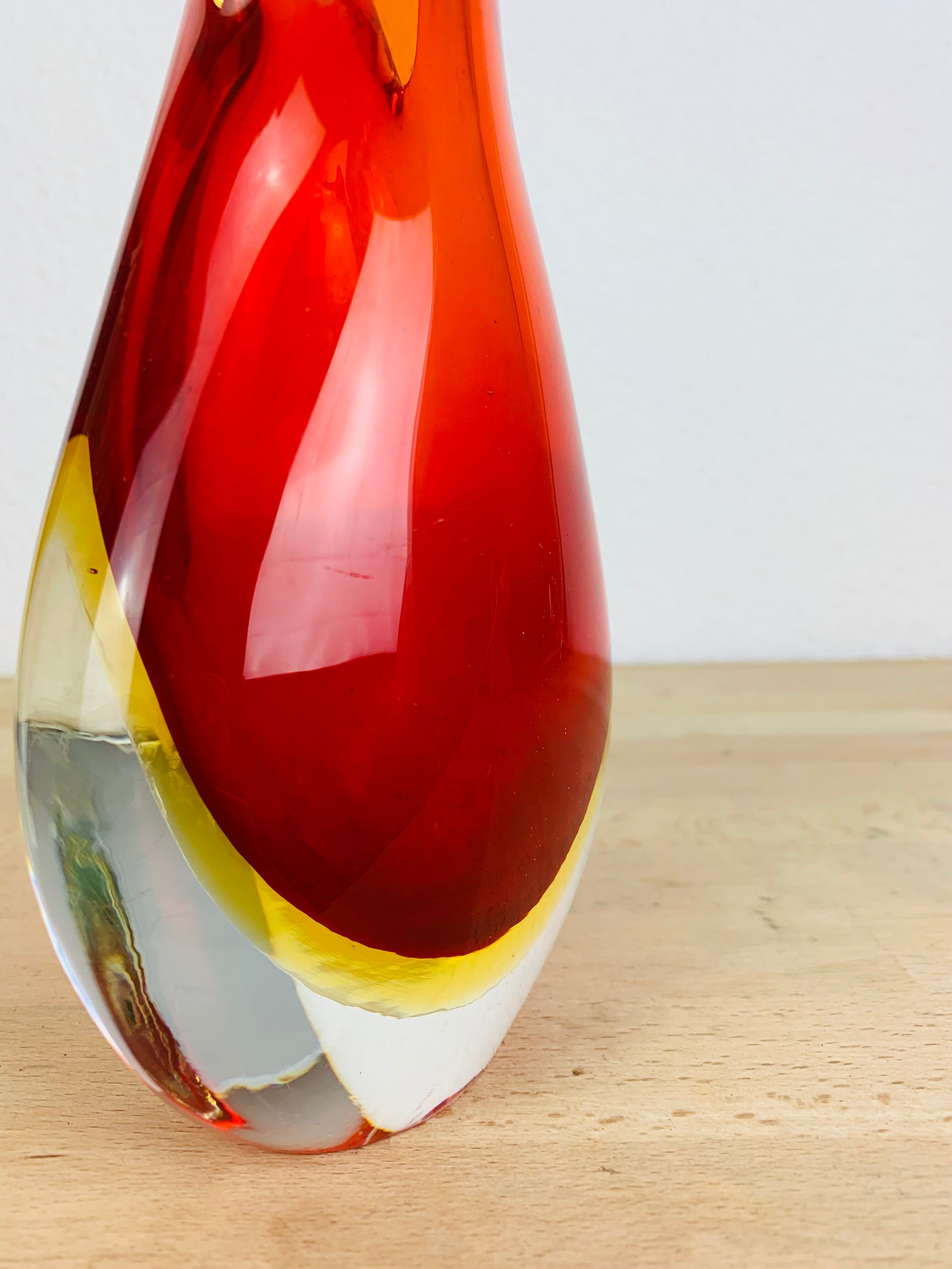 Vase Sommerso Murano, red glass