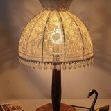 Vintage lace marquetry bedside lamp