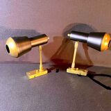 Pair of black and gold metal spotlights, Italy, Mid-Century