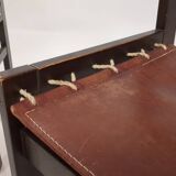 2 Chaises de salle à manger brutalistes en bois et cuir