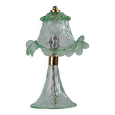 Vintage Murano glass table lamp – delicate green glass with a wavy shape – Italy 1980s – elegant decor, bedside lamp, gift idea