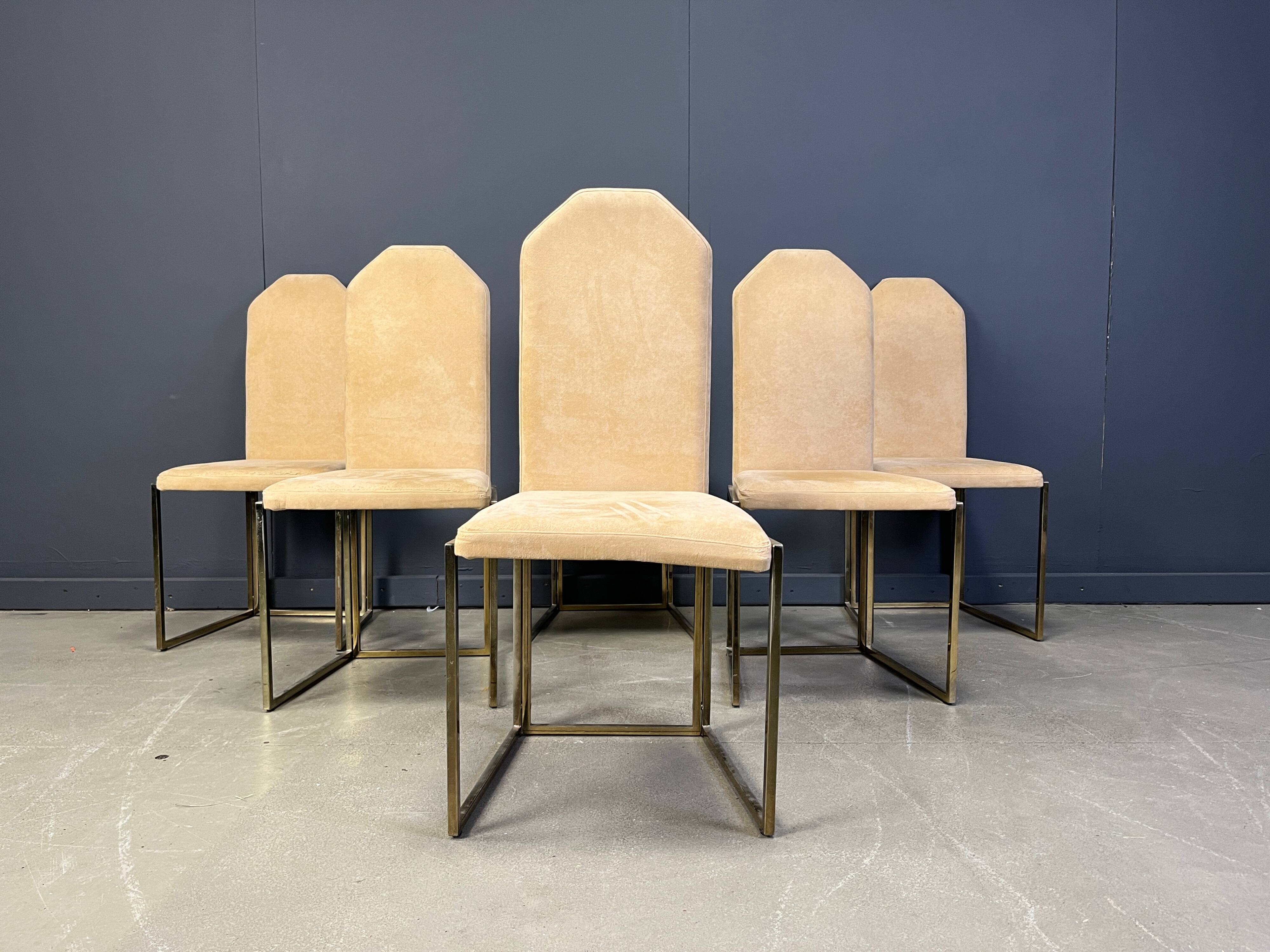 Vintage brass dining chairs by Belgochrom, 1970s